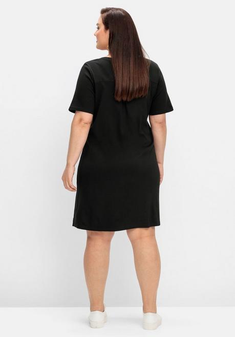 Sheego Jerseykleid Mit Hohen Seitenschlitzen - Schwarz Sheego