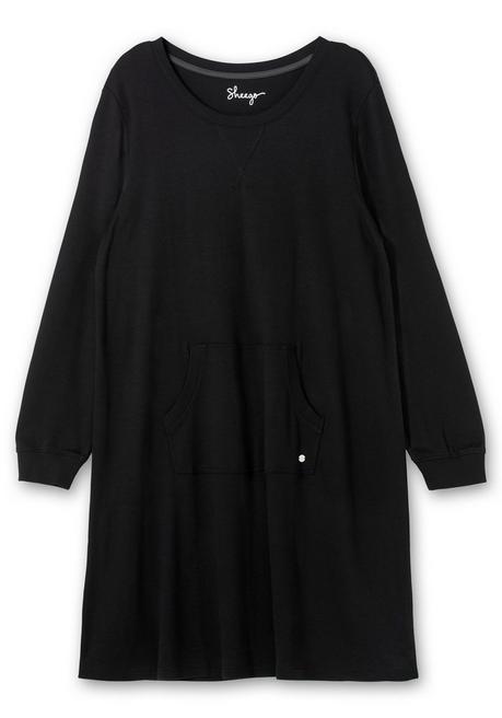 Sheego Jerseykleid Mit Kängurutasche, In Leichter A-Linie - Schwarz Sheego