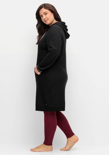 Sheego Jerseykleid Mit Kapuze Und Kängurutasche - Schwarz Sheego