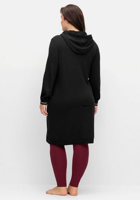 Sheego Jerseykleid Mit Kapuze Und Kängurutasche - Schwarz Sheego