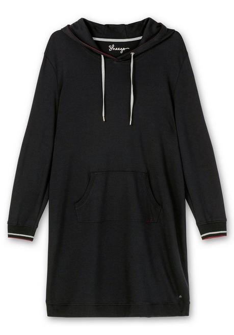 Sheego Jerseykleid Mit Kapuze Und Kängurutasche - Schwarz Sheego