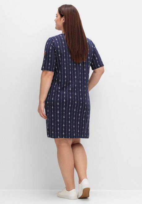 Sheego X Collection L. Jerseykleid Mit Maritimem Print Und Taschen - Marine Gemustert Sheego