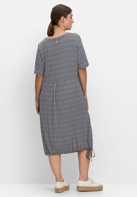 Sheego Jerseykleid Mit Minimalprint Und Saum-Tunnelzug - Nachtblau Gemustert Sheego