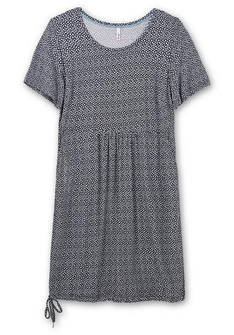 Sheego Jerseykleid Mit Minimalprint Und Saum-Tunnelzug - Nachtblau Gemustert Sheego
