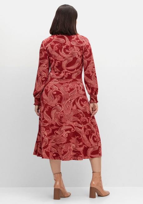 Sheego By Joe Browns Jerseykleid Mit Paisleydruck Und Blusenkragen - Weinrot Gemustert Sheego
