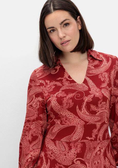 Sheego By Joe Browns Jerseykleid Mit Paisleydruck Und Blusenkragen - Weinrot Gemustert Sheego