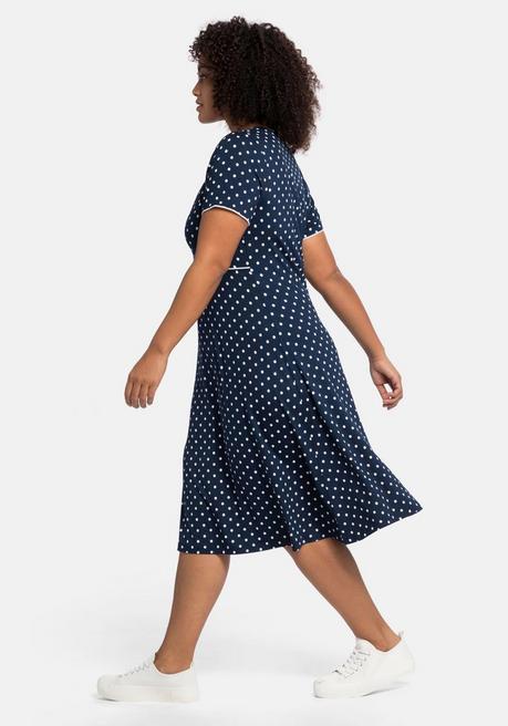 Sheego By Joe Browns Jerseykleid Mit Punktedruck Und Paspelierung - Marine Bedruckt Sheego