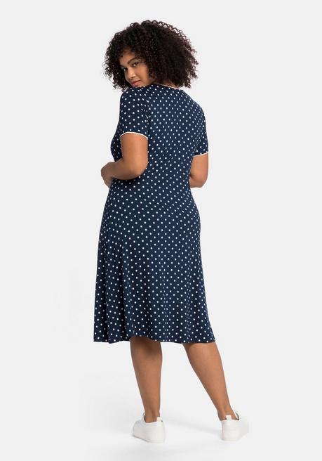 Sheego By Joe Browns Jerseykleid Mit Punktedruck Und Paspelierung - Marine Bedruckt Sheego