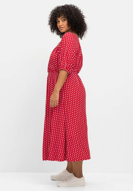 Sheego By Joe Browns Jerseykleid Mit Punkten Und Karree-Ausschnitt - Rot Gemustert Sheego