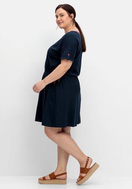 Sheego Jerseykleid Mit Ringelbündchen Und Tunnelzug - Nachtblau Sheego