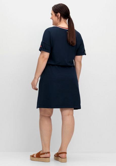 Sheego Jerseykleid Mit Ringelbündchen Und Tunnelzug - Nachtblau Sheego