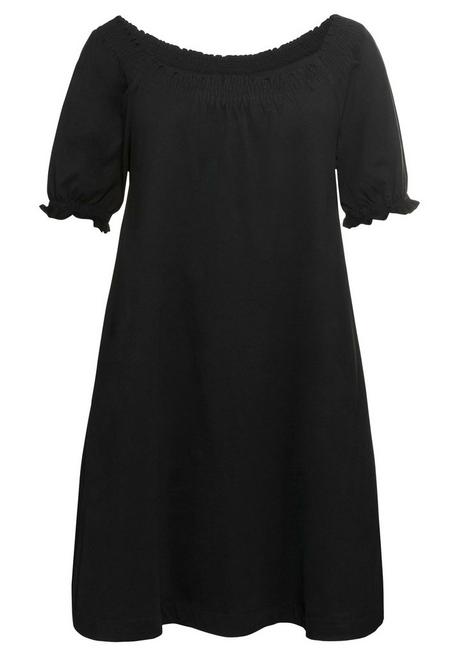 Sheego Jerseykleid Mit Smok-Ausschnitt Und Puffärmeln - Schwarz Sheego