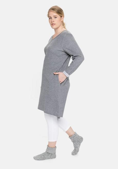 Sheego Jerseykleid Mit Taschen Und Regulierbarer Taille - Dunkelgrau Meliert Sheego