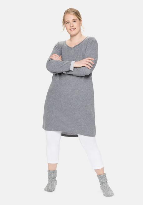 sheego Jerseykleid mit Taschen und regulierbarer Taille - dunkelgrau meliert sheego