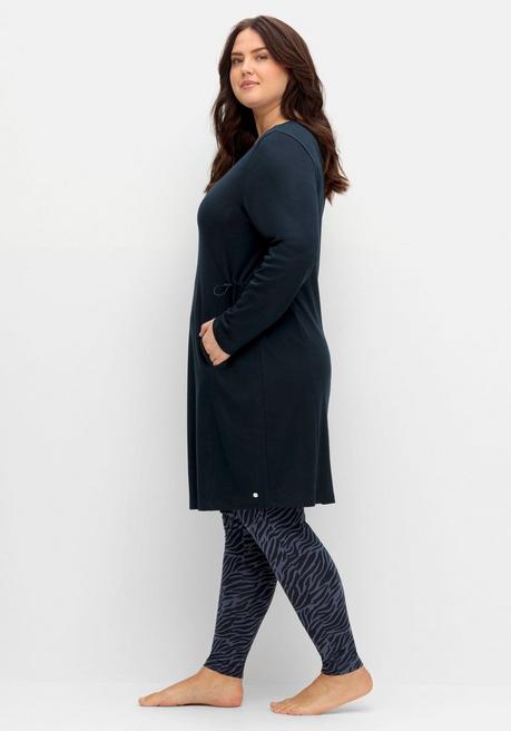 Sheego Jerseykleid Mit Taschen Und Regulierbarer Taille - Nachtblau Sheego