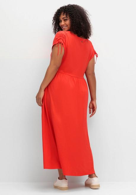 Sheego Jerseykleid Mit Tunnelzug Am Ärmel - Rot Sheego