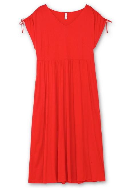 Sheego Jerseykleid Mit Tunnelzug Am Ärmel - Rot Sheego