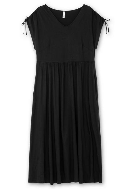 Sheego Jerseykleid Mit Tunnelzug Am Ärmel - Schwarz Sheego