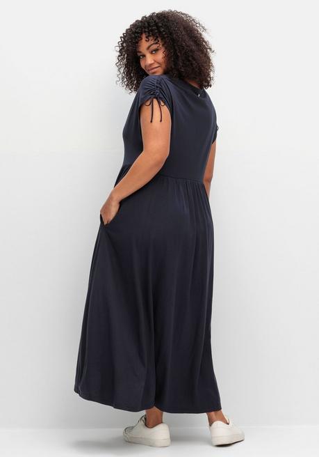 Sheego Jerseykleid Mit Tunnelzug Am Ärmel - Tiefblau Sheego