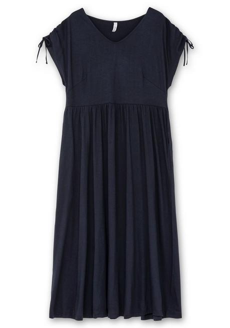Sheego Jerseykleid Mit Tunnelzug Am Ärmel - Tiefblau Sheego