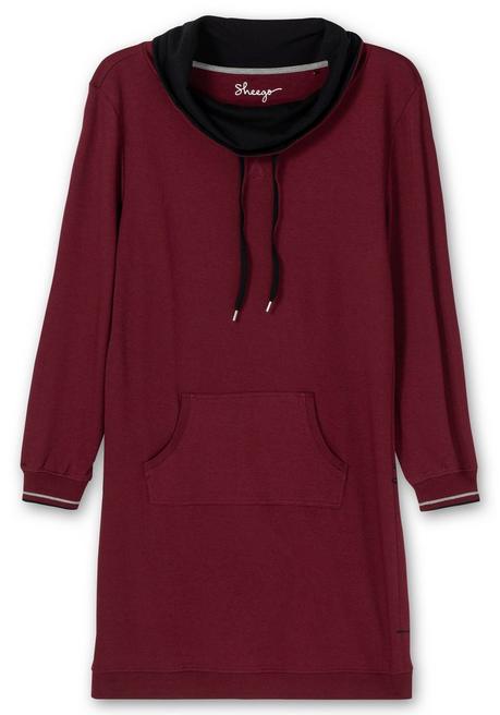 Sheego Jerseykleid Mit Umlegekragen Und Kängurutasche - Weinrot Sheego
