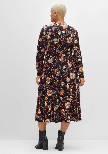 Sheego By Joe Browns Jerseykleid Mit Weit Schwingendem Rock, Blumenprint - Schwarz Bedruckt Sheego
