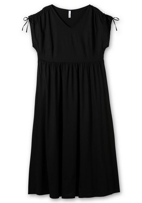 Sheego Jerseykleid Mit Weitem Rock Und V-Ausschnitt - Schwarz Sheego