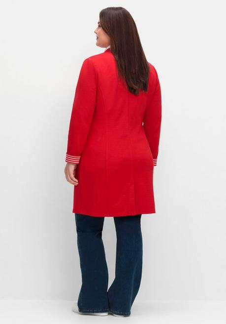 Sheego Jerseymantel Mit Gestreiftem Innenfutter - Mohnrot Sheego