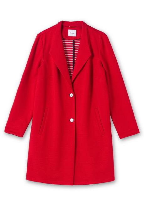 Sheego Jerseymantel Mit Gestreiftem Innenfutter - Mohnrot Sheego