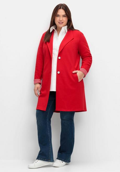 Sheego Jerseymantel Mit Gestreiftem Innenfutter - Mohnrot Sheego