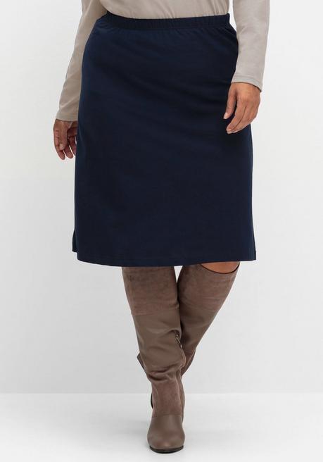 Sheego Jerseyrock In Leichter A-Linie, Mit Schlupfbund - Marine Sheego