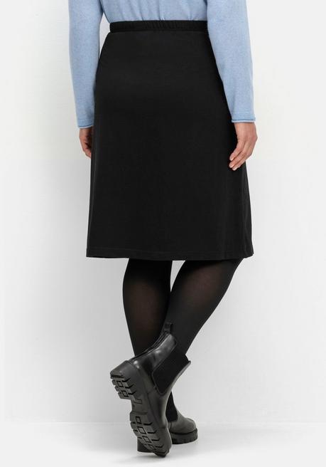 Sheego Jerseyrock In Leichter A-Linie, Mit Schlupfbund - Schwarz Sheego