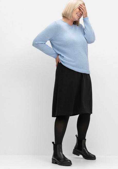 Sheego Jerseyrock In Leichter A-Linie, Mit Schlupfbund - Schwarz Sheego