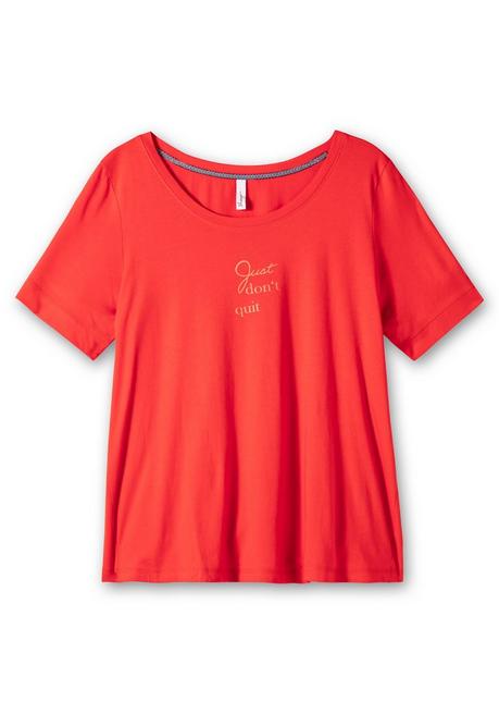 Sheego Jerseyshirt In A-Linie, Mit Wordingprint - Rot Sheego