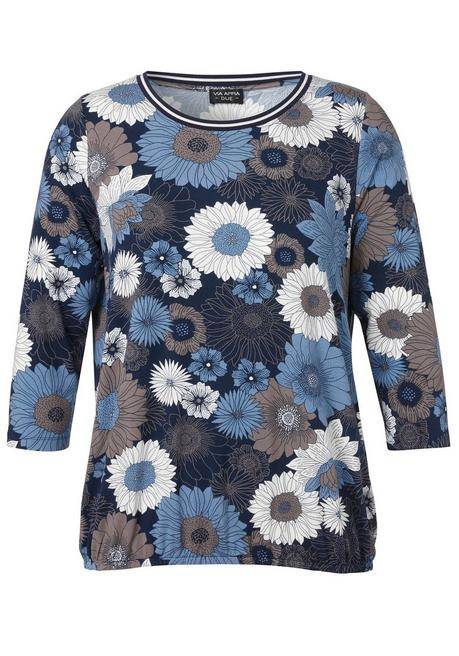 VIA APPIA DUE Jerseyshirt mit Blumenmuster und 3/4-Arm - indigo bedruckt sheego