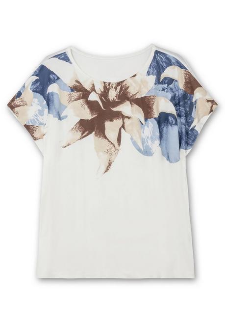 Creation L Jerseyshirt Mit Blütendruck Am Rundhalsausschnitt - Ecru Gemustert Sheego