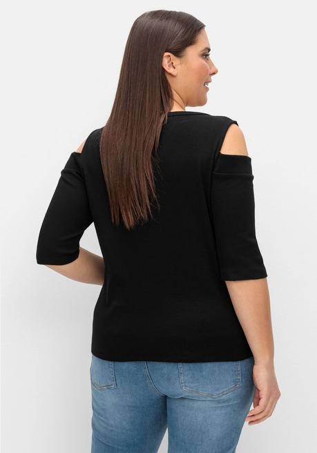Creation L Jerseyshirt Mit Cut-outs, In Rippqualität - Schwarz Sheego