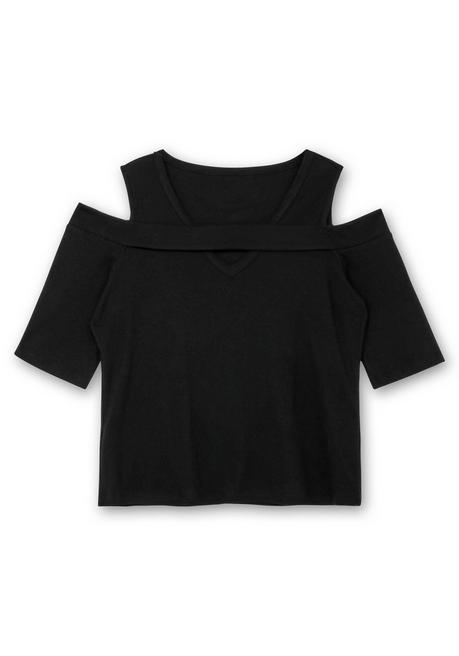 Creation L Jerseyshirt Mit Cut-outs, In Rippqualität - Schwarz Sheego