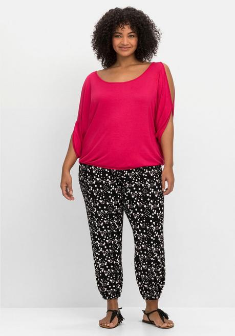 Sheego Jerseyshirt Mit Geschlitzten Fledermausärmeln - Orchidee Sheego