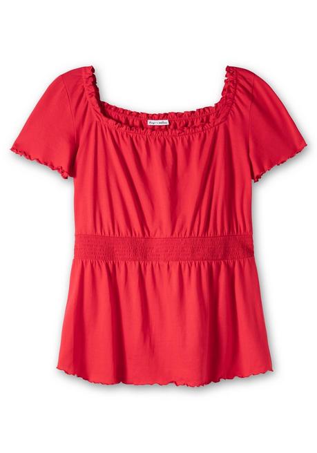 Sheego By Joe Browns Jerseyshirt Mit Karree-Ausschnitt Und Smokbund - Mohnrot Sheego