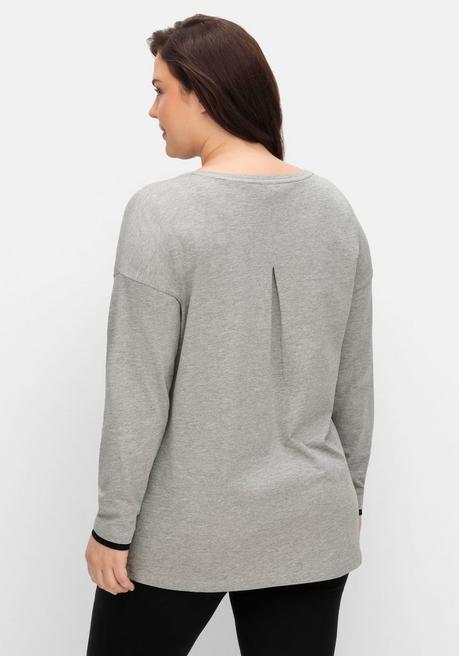 Sheego Jerseyshirt Mit Rundhals Und Falte Im Rücken - Grau Meliert Sheego