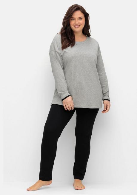 Sheego Jerseyshirt Mit Rundhals Und Falte Im Rücken - Grau Meliert Sheego