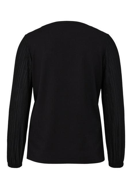 TRIANGLE Jerseyshirt Mit V-Ausschnitt Und Plissierten Ärmeln - Schwarz Sheego