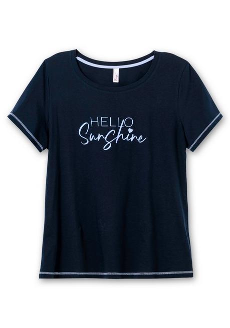 Sheego Jerseyshirt Mit Wordingprint, Leicht Tailliert - Nachtblau Bedruckt Sheego