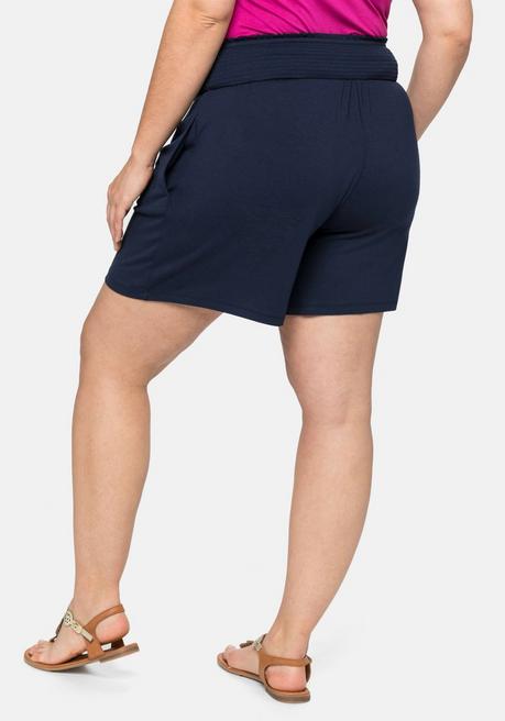 Sheego Jerseyshorts Mit Smokbund Und Zwei Taschen - Marine Sheego