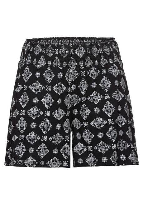 Sheego Jerseyshorts Mit Smokbund Und Zwei Taschen - Schwarz Bedruckt Sheego