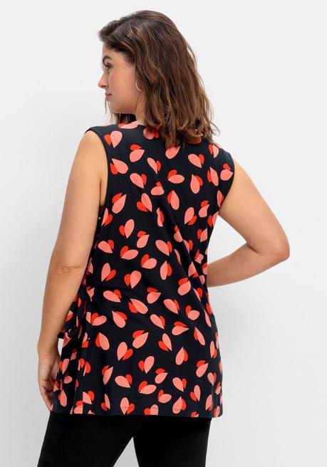 Sheego By Joe Browns Jerseytop In Wickeloptik, Mit Herz-Alloverdruck - Schwarz Gemustert Sheego