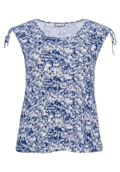 Sheego By Joe Browns Jerseytop Mit Blumenprint Und Geraffter Schulte - Blau-weiß Sheego