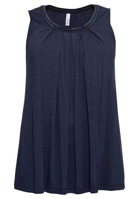 Sheego Jerseytop Mit Falten Am Ausschnitt - Marine Sheego