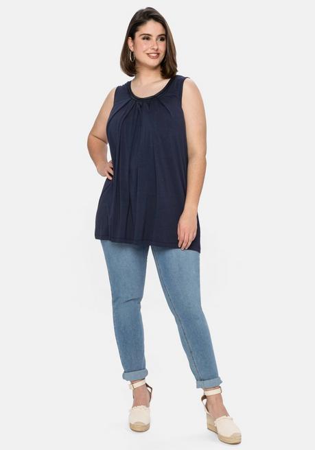 Sheego Jerseytop Mit Falten Am Ausschnitt - Marine Sheego